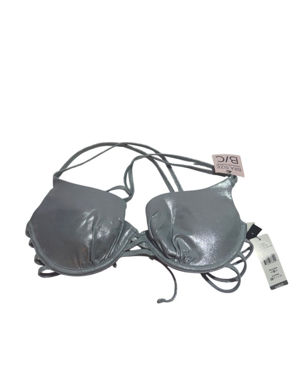 Sundaze Womens Bikini Top Silver 34B/C Shimmer Underwire Cross Back Padded New